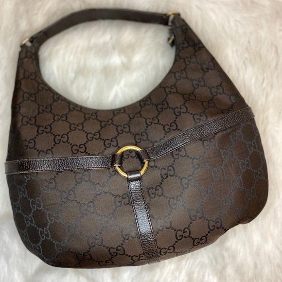Gucci Brown/Black Horsebit XL, Hobo Style Purse - Picture 2 of 8
